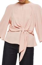 Women's Topshop Slouchy Knot Front Blouse Us (fits Like 0) - Pink
