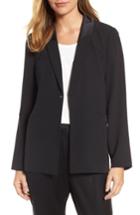 Women's Eileen Fisher Shawl Collar Silk Jacket, Size - Black