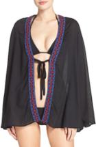 Women's Hinge Tie Front Cover-up, Size - Black