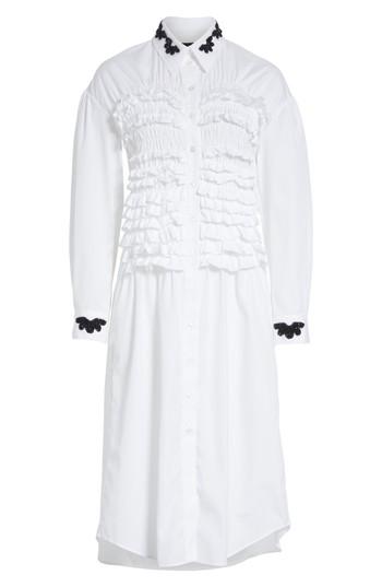 Women's Simone Rocha Beaded Collar Smocked Long Blouse Us / 12 Uk - White