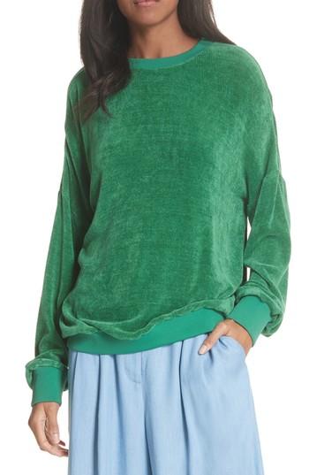 Women's Tibi Chenille Crewneck Sweater, Size - Green