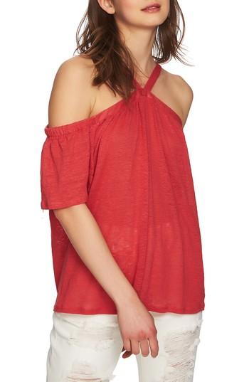 Women's 1.state Cold Shoulder Linen Top, Size - Coral