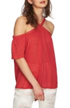 Women's 1.state Cold Shoulder Linen Top, Size - Coral