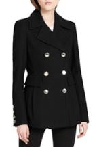 Women's Calvin Klein Double Breasted Wool Blend Peacoat - Black