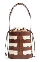 Trademark Scallop Hesse Leather Bucket Bag - Brown
