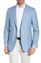 Men's Hart Schaffner Marx New York Classic Fit Plaid Wool Sport Coat S - Blue
