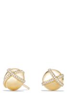 Women's David Yurman 'solari' Wrap Stud Earrings With Pave Diamonds In 18k Gold