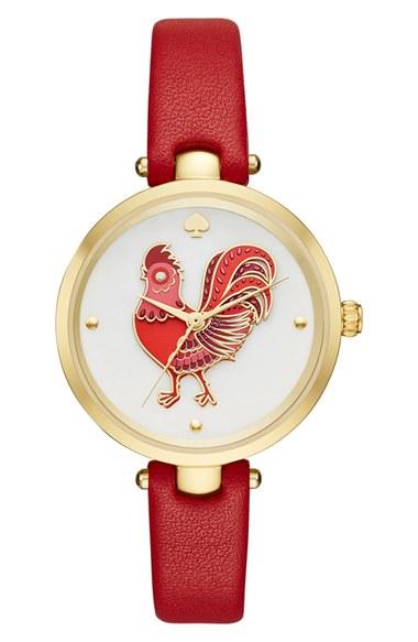 Women's Kate Spade New York Holland Rooster Leather Strap Watch, 34mm
