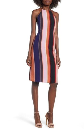 Women's 4si3nna Strappy Back Stripe Midi Dress - Blue