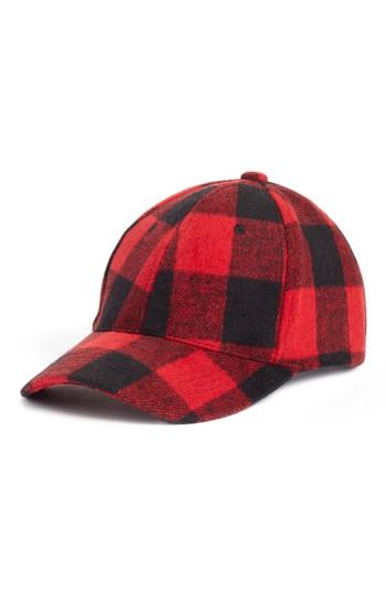 Women's Treasure & Bond Plaid Flannel Baseball Cap - Red