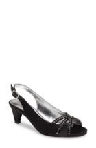 Women's David Tate Regal Embellished Slingback Sandal .5 M - Black