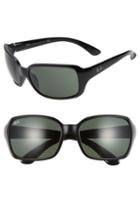 Women's Ray-ban 60mm Wrap Sunglasses - Black/ Green Solid