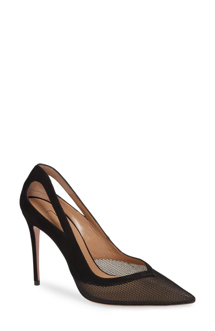 Women's Aquazzura Cutout Mesh Pump Us / 37eu - Black