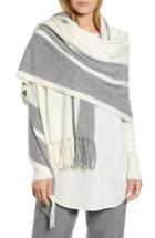 Women's Halogen Stripe Cashmere Wrap Scarf, Size - Ivory