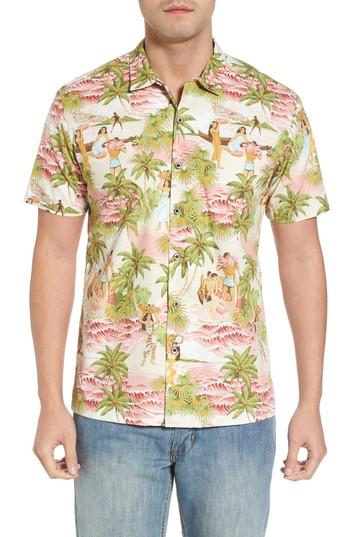 Men's Kahala Olden Days Trim Fit Print Sport Shirt - Orange