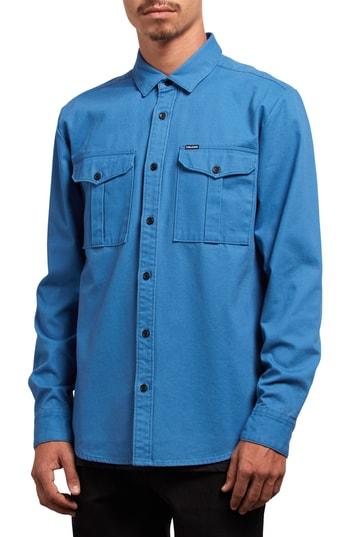 Men's Volcom Huckster Heavyweight Sport Shirt - Blue