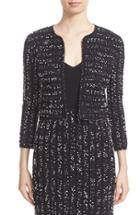 Women's Lela Rose Speckled Knit Tweed Crop Jacket