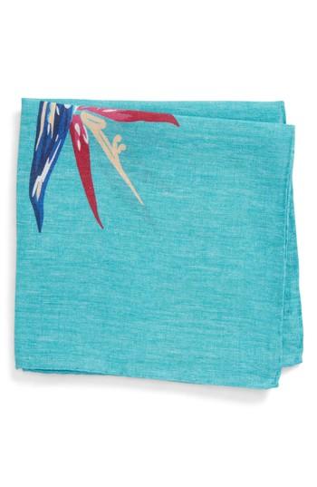 Men's Bonobos Birds Of Paradise Floral Linen Pocket Square, Size - Blue