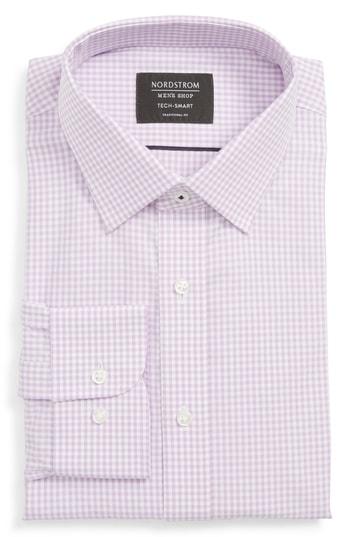 Men's Nordstrom Men's Shop Tech-smart Traditional Fit Check Stretch Dress Shirt .5 - 32/33 - Purple
