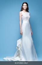 Women's Carolina Herrera Josette Sleeveless Lace & Mikado Mermaid Gown With Origami Fold Train, Size - Ivory