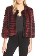 Women's Belle Fare Genuine Rabbit Fur Crop Jacket - Red