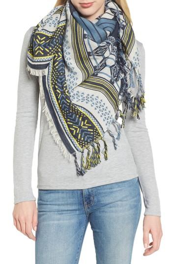 Women's Frye Bold Geo Jacquard Cotton Scarf, Size - Blue