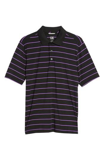 Men's Cutter & Buck Stripe Drytec Polo, Size - Black