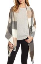 Women's Nordstrom Buffalo Check Cashmere Wrap, Size - Black