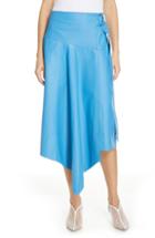 Women's Tibi Asymmetrical Drape Tissue Leather Skirt - Blue