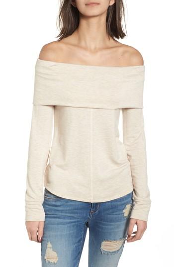 Women's Socialite Foldover Off The Shoulder Top - Beige