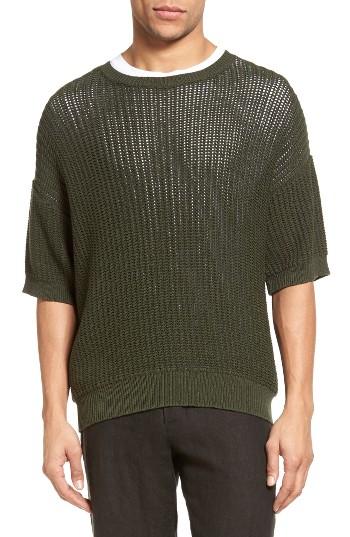 Men's Vince Lattice Stitch Pullover - Green
