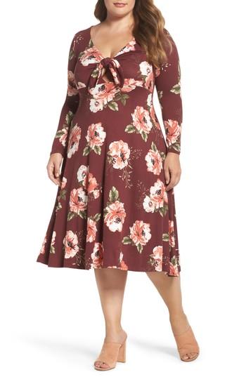 Women's Soprano Plunging Floral Midi Dress