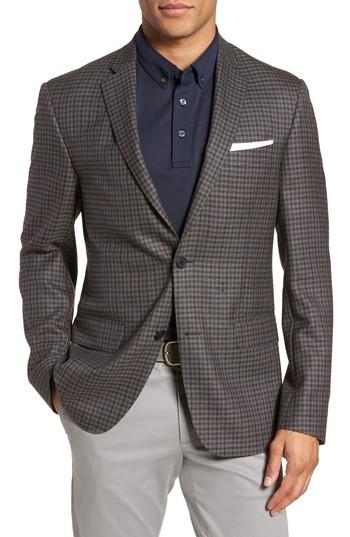 Men's Nordstrom Men's Shop Trim Fit Check Wool Sport Coat R - Grey