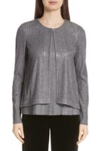 Women's Topshop Metallic Funnel Neck Top Us (fits Like 0) - Pink