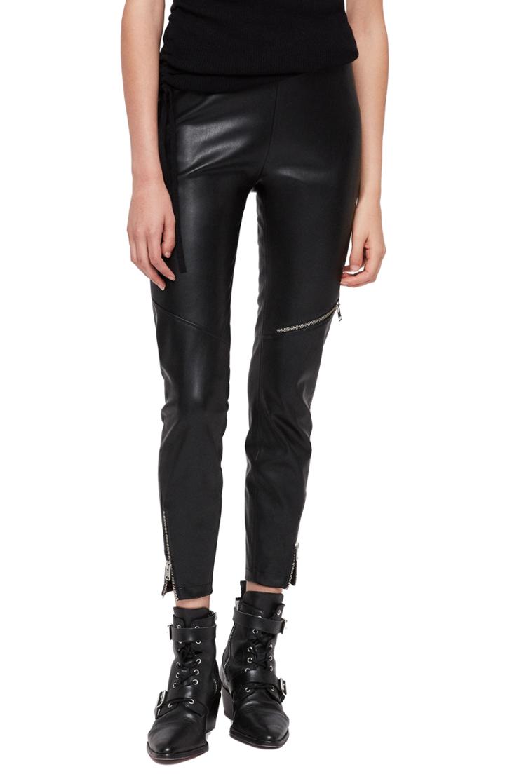 Women's Allsaints Kriva Faux Leather Biker Leggings - Black