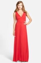 Petite Women's Loveappella V-neck Jersey Maxi Dress P - Red