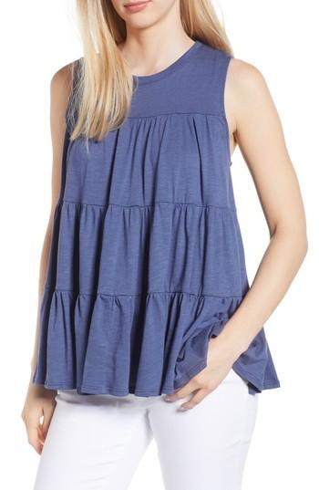 Women's Everleigh Tiered Ruffle Cotton Blend Tank Top - Blue