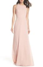 Women's Hayley Paige Occasions Crewneck Chiffon Gown - Pink