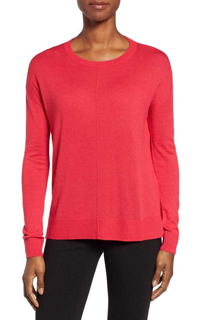 Women's Halogen Seam Detail High/low Sweater, Size - Red