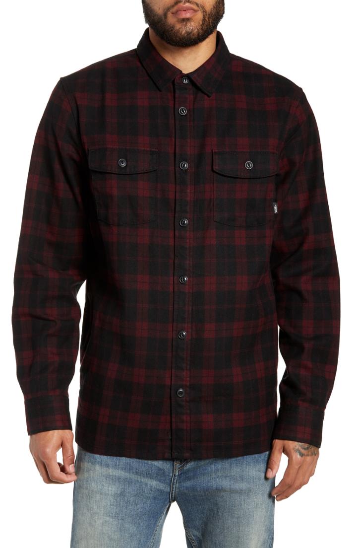 Men's Vans Blackstone Plaid Flannel Shirt - Burgundy