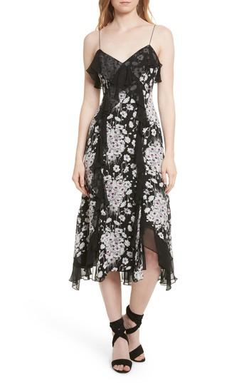 Women's Cinq A Sept Joelle Ruffle Silk Dress - Black