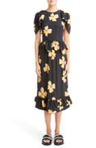 Women's Simone Rocha Scallop Trim Floral Silk Dress Us / 6 Uk - Black