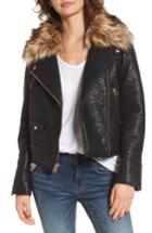 Women's Andrew Marc Beverly Faux Leather Jacket With Faux Fur Trim