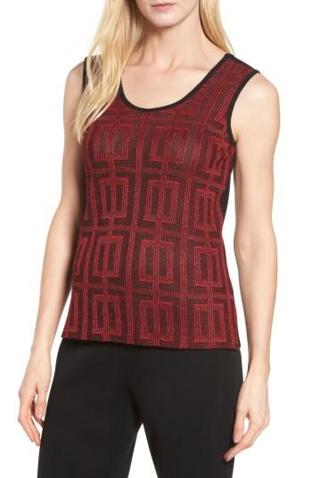 Women's Ming Wang Scoop Neck Tweed Knit - Red