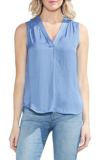 Women's Vince Camuto V-neck Rumple Satin Blouse - Blue