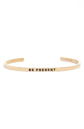Women's Mantraband Be Present Engraved Cuff