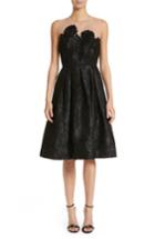 Women's Carmen Marc Valvo Couture Illusion Yoke Embroidered Jacquard Cocktail Dress - Black