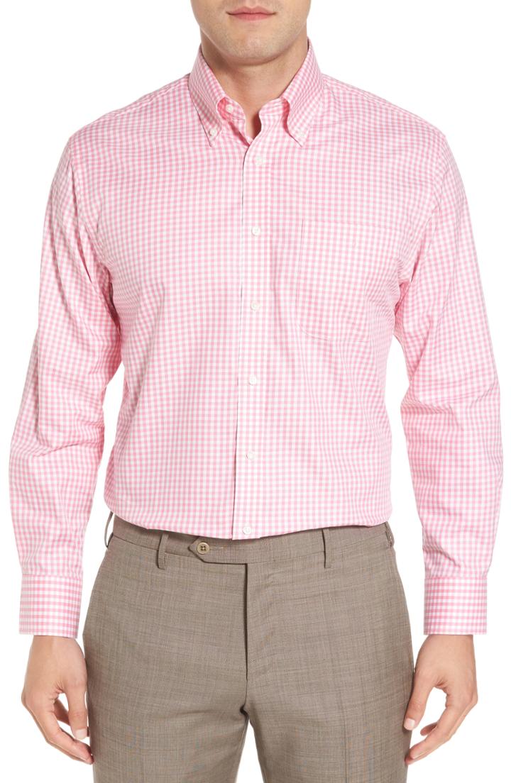 Men's Nordstrom Men's Shop Traditional Fit Non-iron Gingham Dress Shirt .5 - 36 - Pink