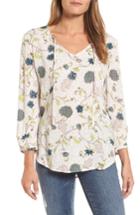 Women's Caslon Print V-neck Top, Size - Ivory