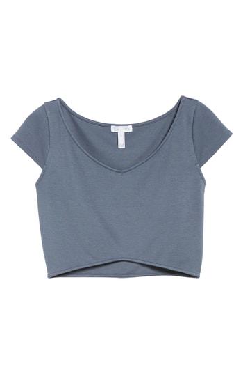 Women's Leith Curved Hem Crop Top, Size - Grey